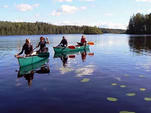 Canoeing and paddling on rivers and lakes in the south east Finnish Lake District.