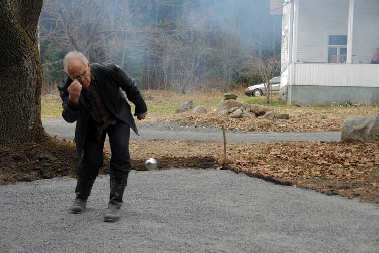 Pétanque  in Finland; the court has just been made.