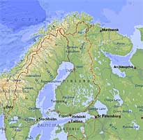 geographical map of Finland
