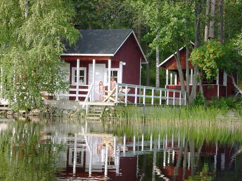 swimming zwemmen summer cottages zomerhuisjes - skandinavia - skiing, snowboarding, dogsleds, snow mobiles, trekking, fishing, swimming and sauna holidays - vacations in your own cottage in south east Finland - summer, fall, autumn, winter and spring at Penttilä Gardens